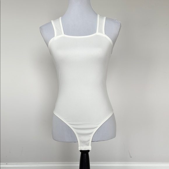 SHEIN White Ribbed Bodysuit - Picture 1 of 5